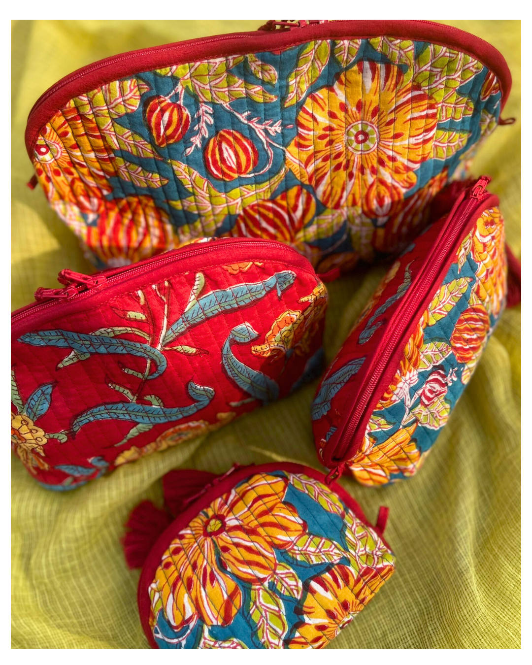 Trousse en coton | Fait main – 4 tailles disponibles ROUGE COQUELICOT