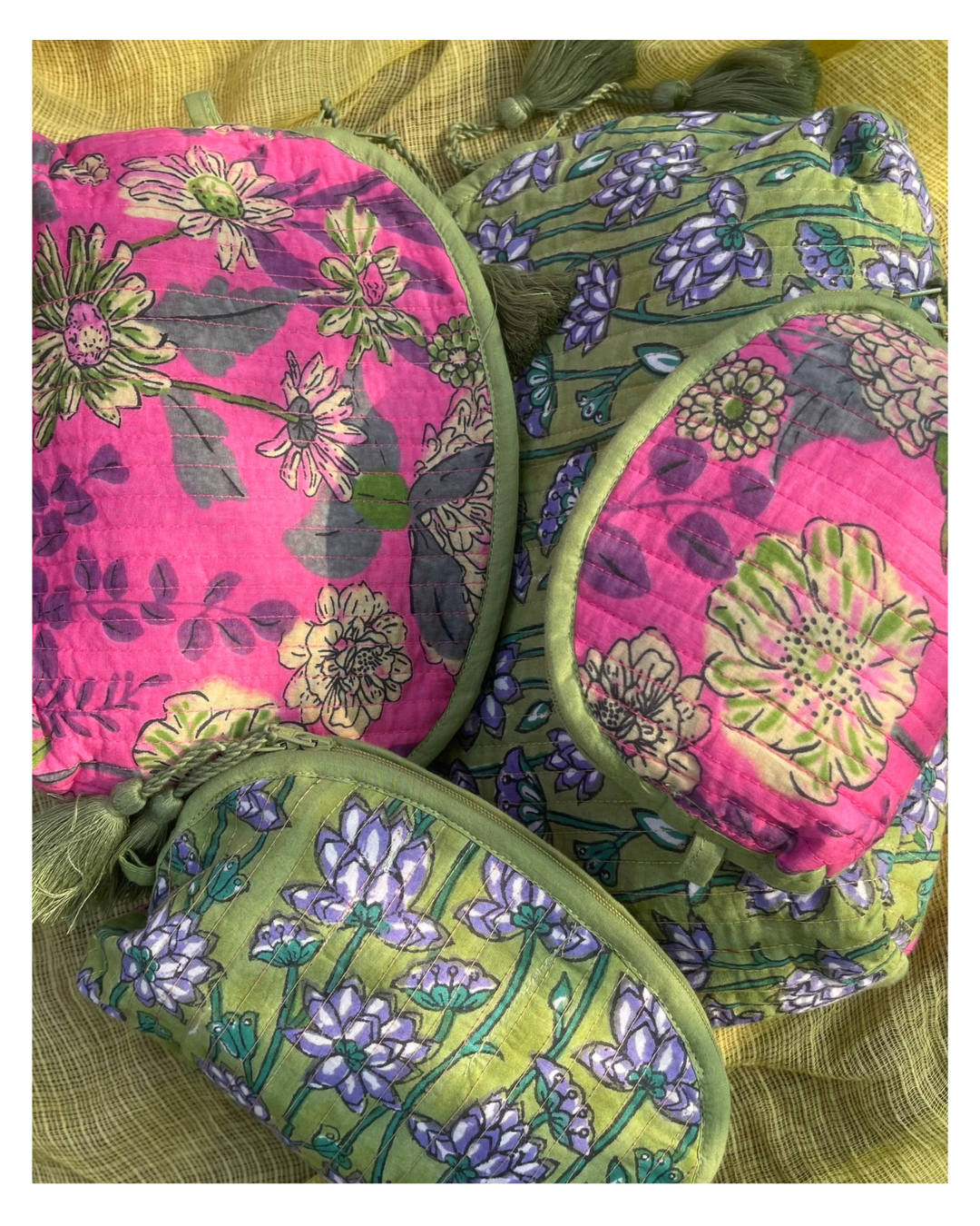 Trousse en coton | Fait main – 4 tailles disponibles PINK JOY