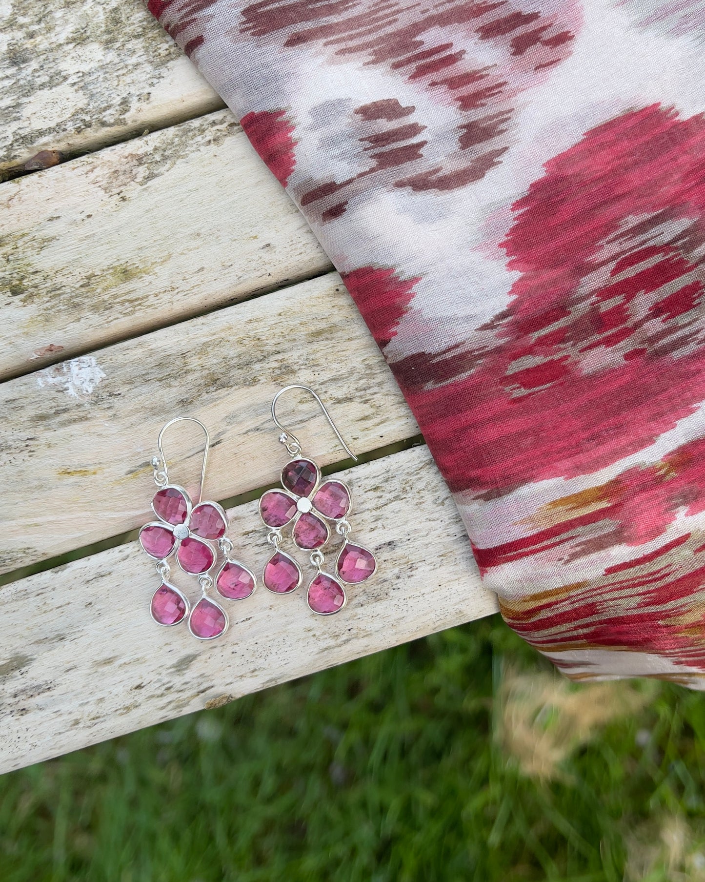 Boucles d'oreilles Quartz en Trèfle