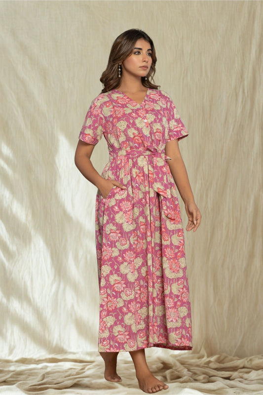 Robe Longue à Fleurs "Rosy glow"