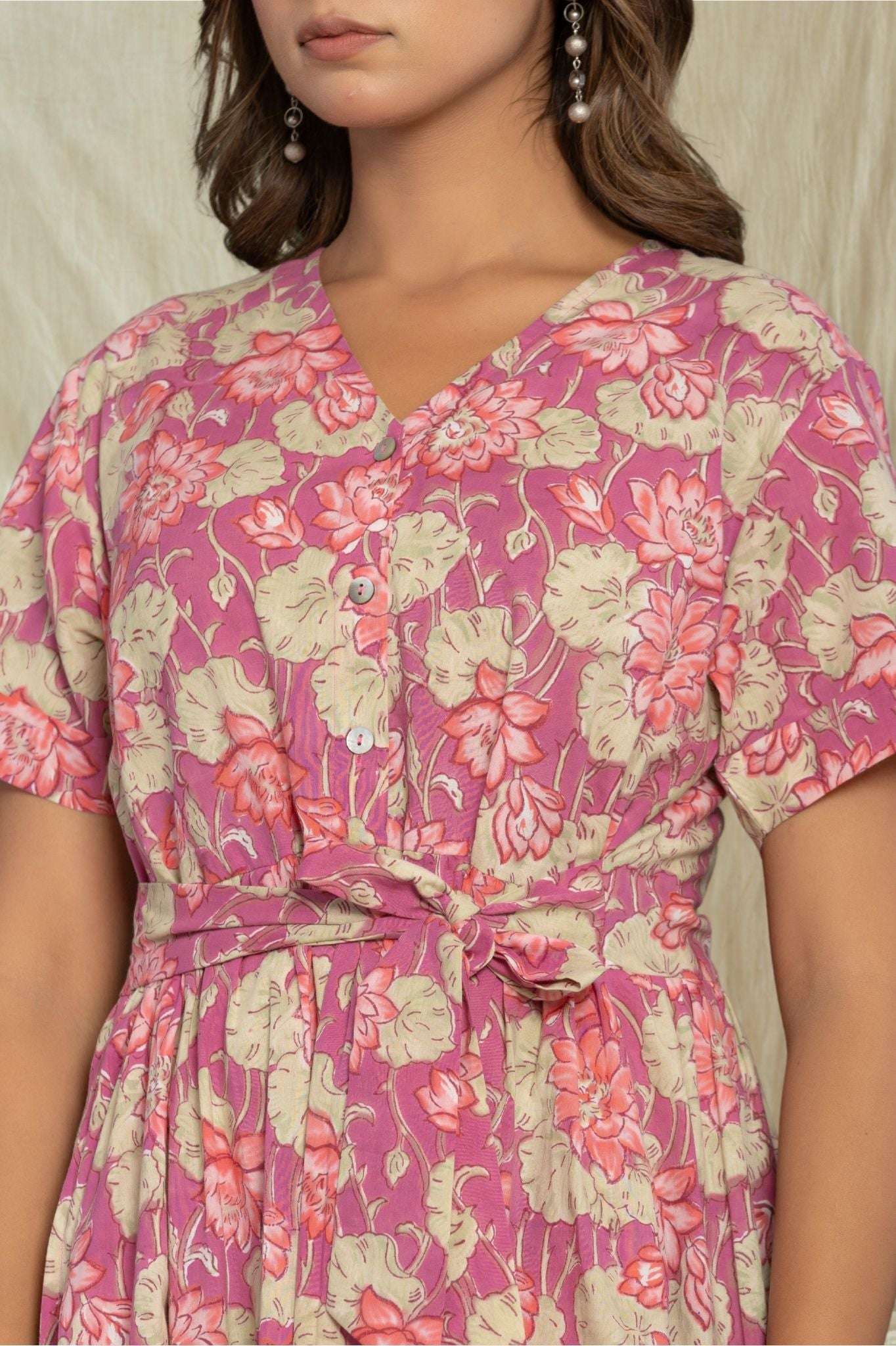 "Rosy glow" Long Floral Dress