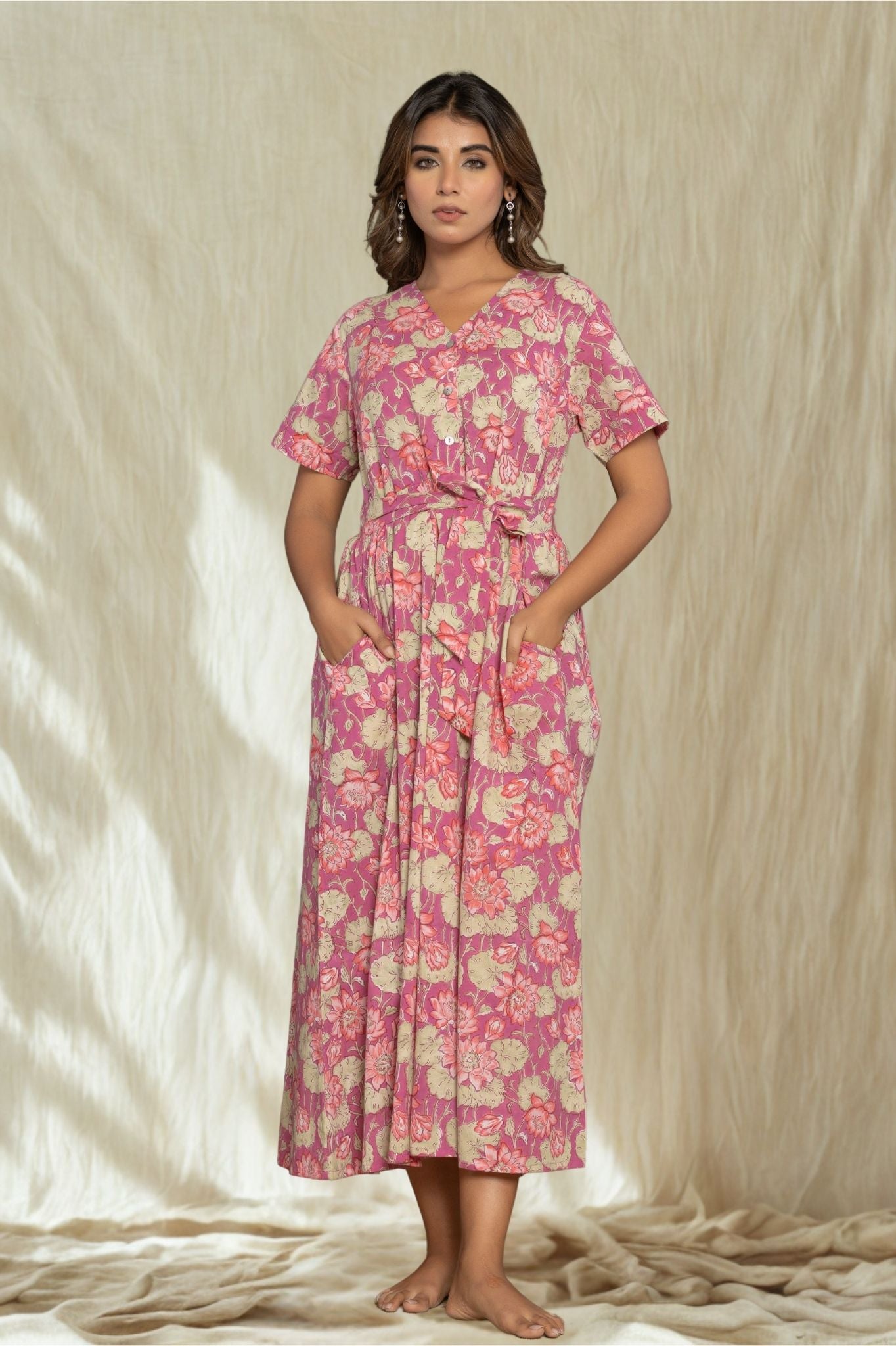 "Rosy glow" Long Floral Dress