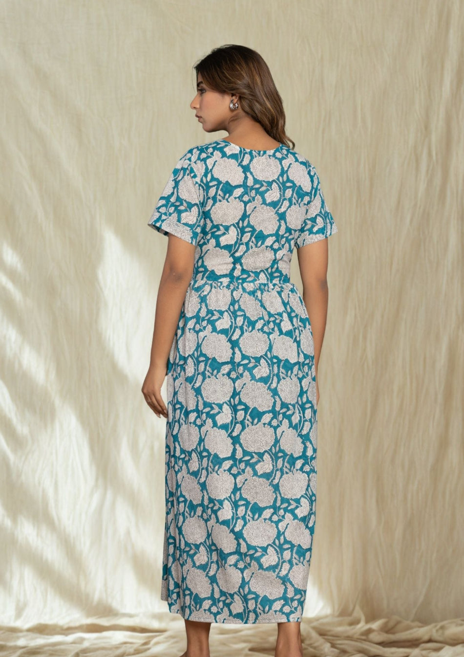 Robe longue à fleurs "Jardin d'Hortensia"