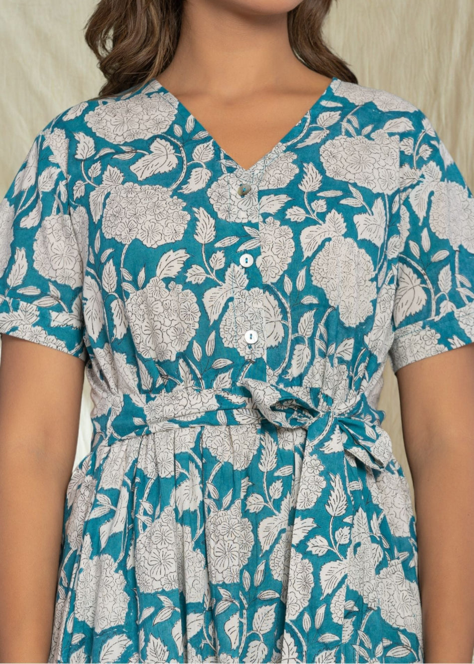 Robe longue à fleurs "Jardin d'Hortensia"
