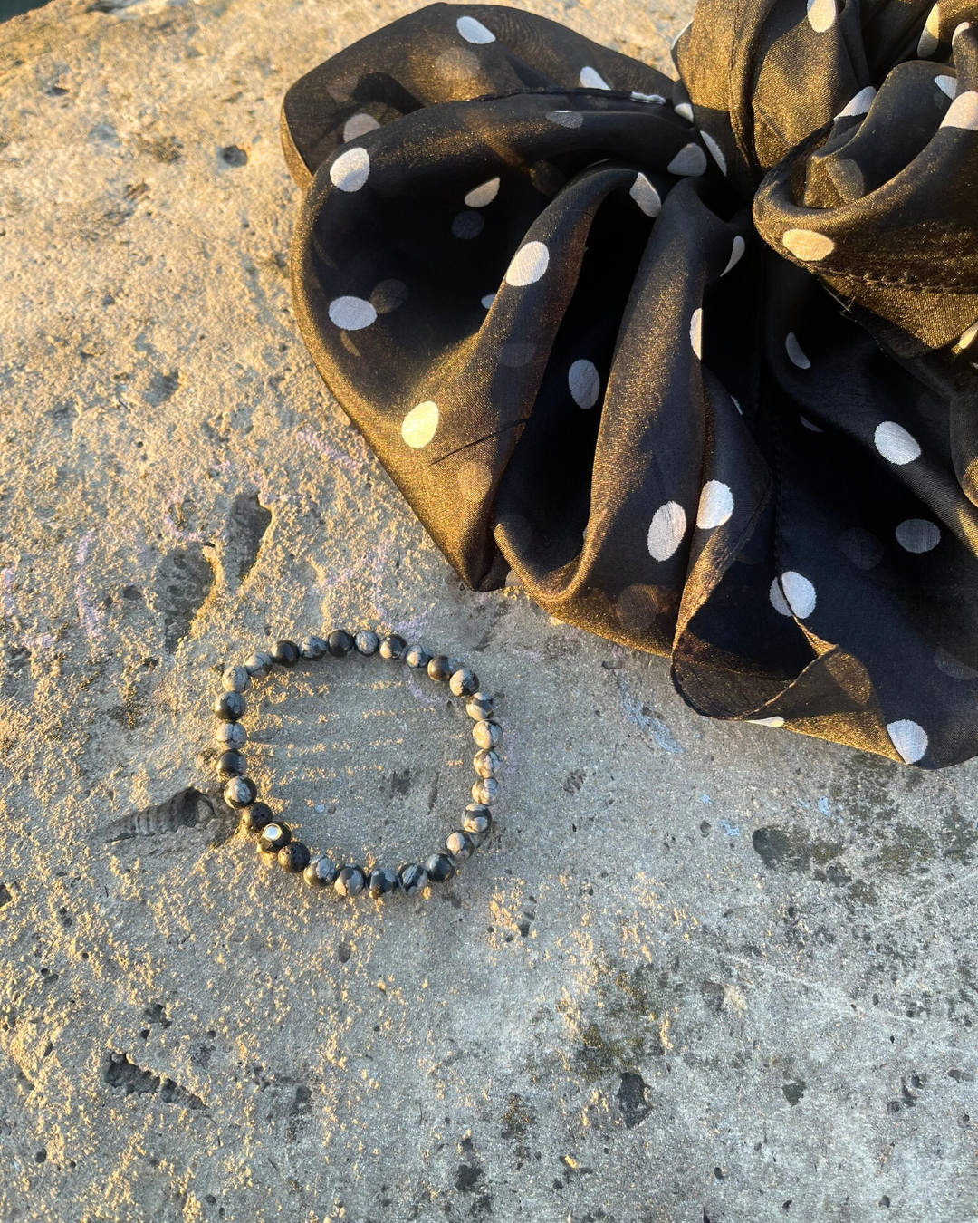 Silk Scarf – Soft and Lightweight – Black & White Polka Dots