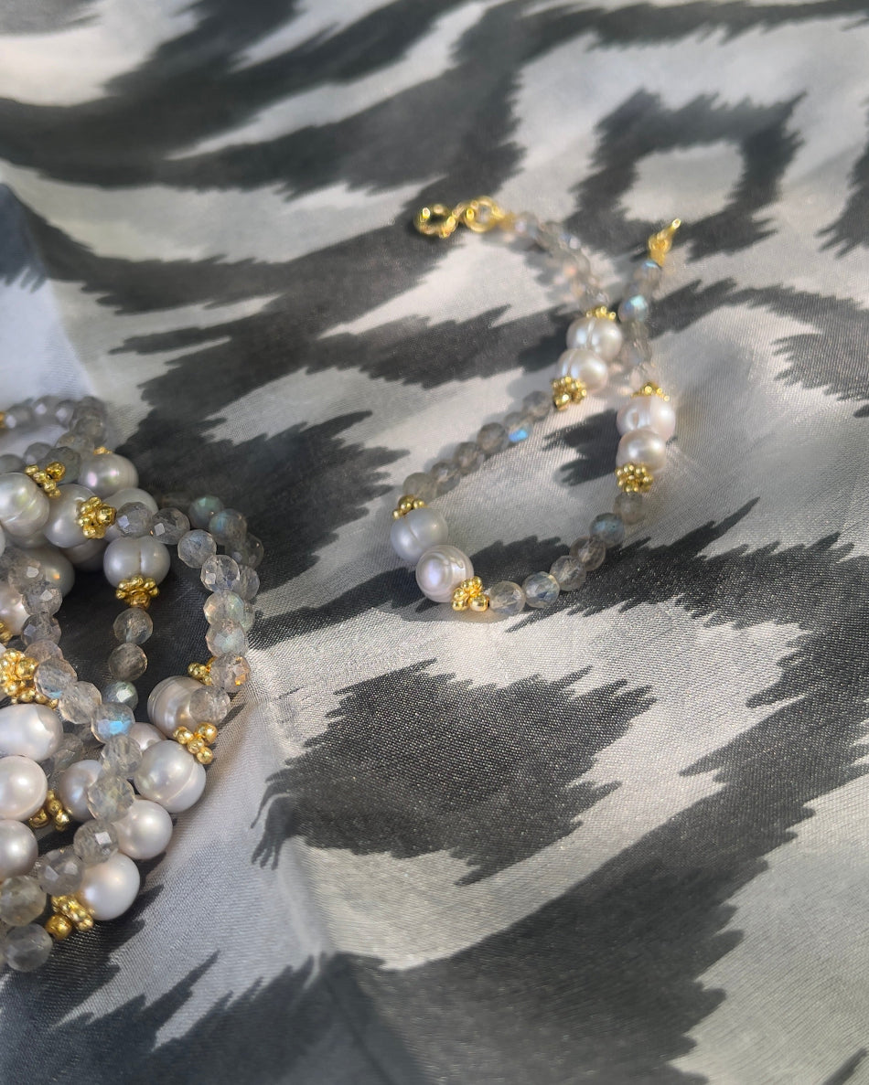 Collier long Perles et Labradorite