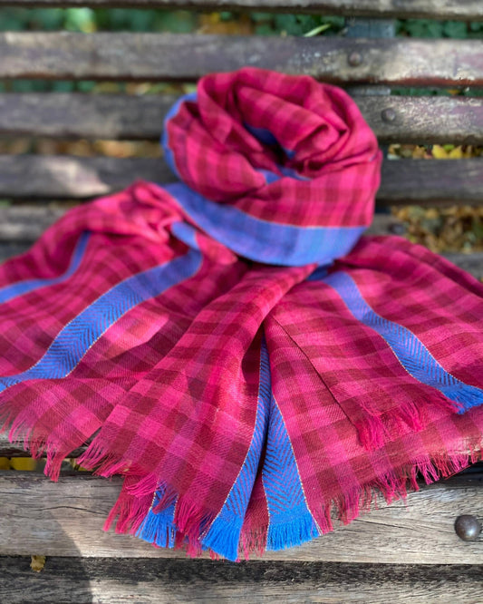 Châle Laine & Coton à Carreaux– PINK CHECK