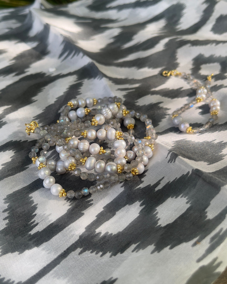 Collier long Perles et Labradorite