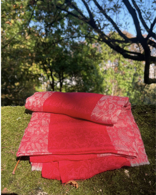 Foulard Rouge LUMIERE 70×190 - Laine et soie
