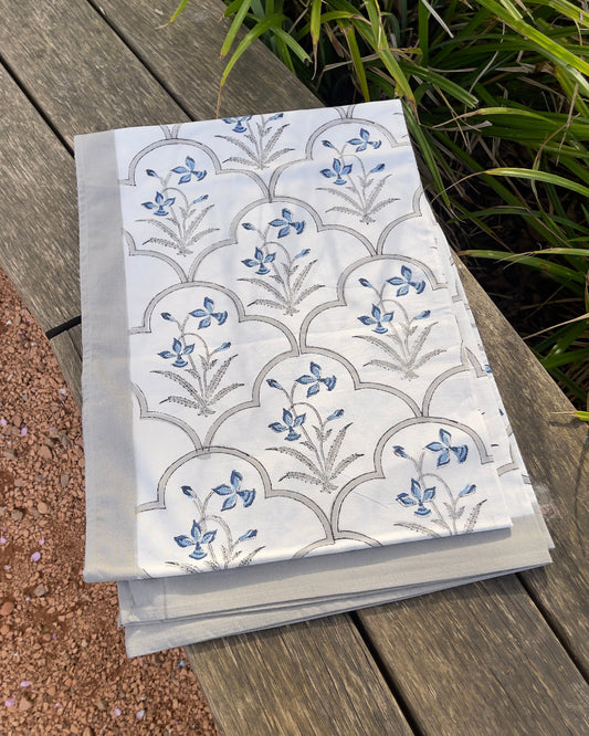 Nappe Bleu Jodhpur - en coton imprimé à la main