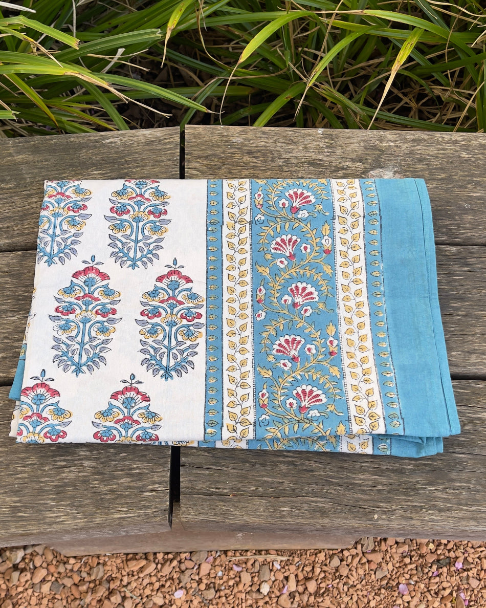 Nappe en coton “Jaipur Bleu” – Fait main