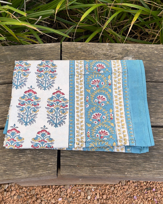 Nappe en coton “Jaipur Bleu” – Fait main