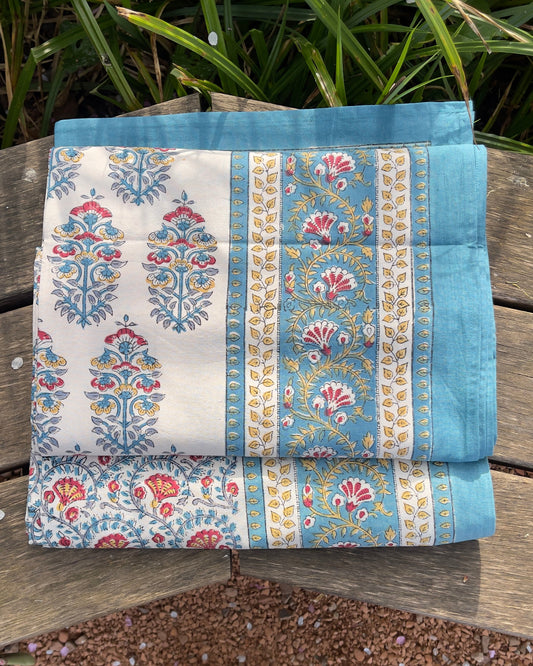 Nappe en coton “Jaipur Bleu” – Fait main