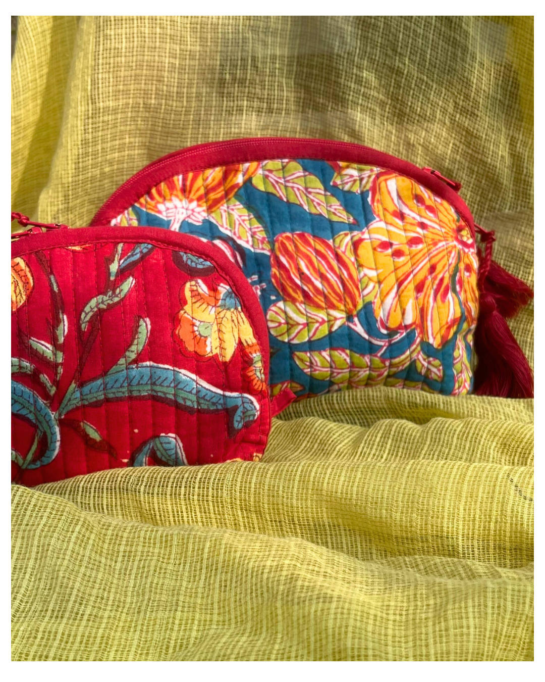 Trousse en coton | Fait main – 4 tailles disponibles ROUGE COQUELICOT