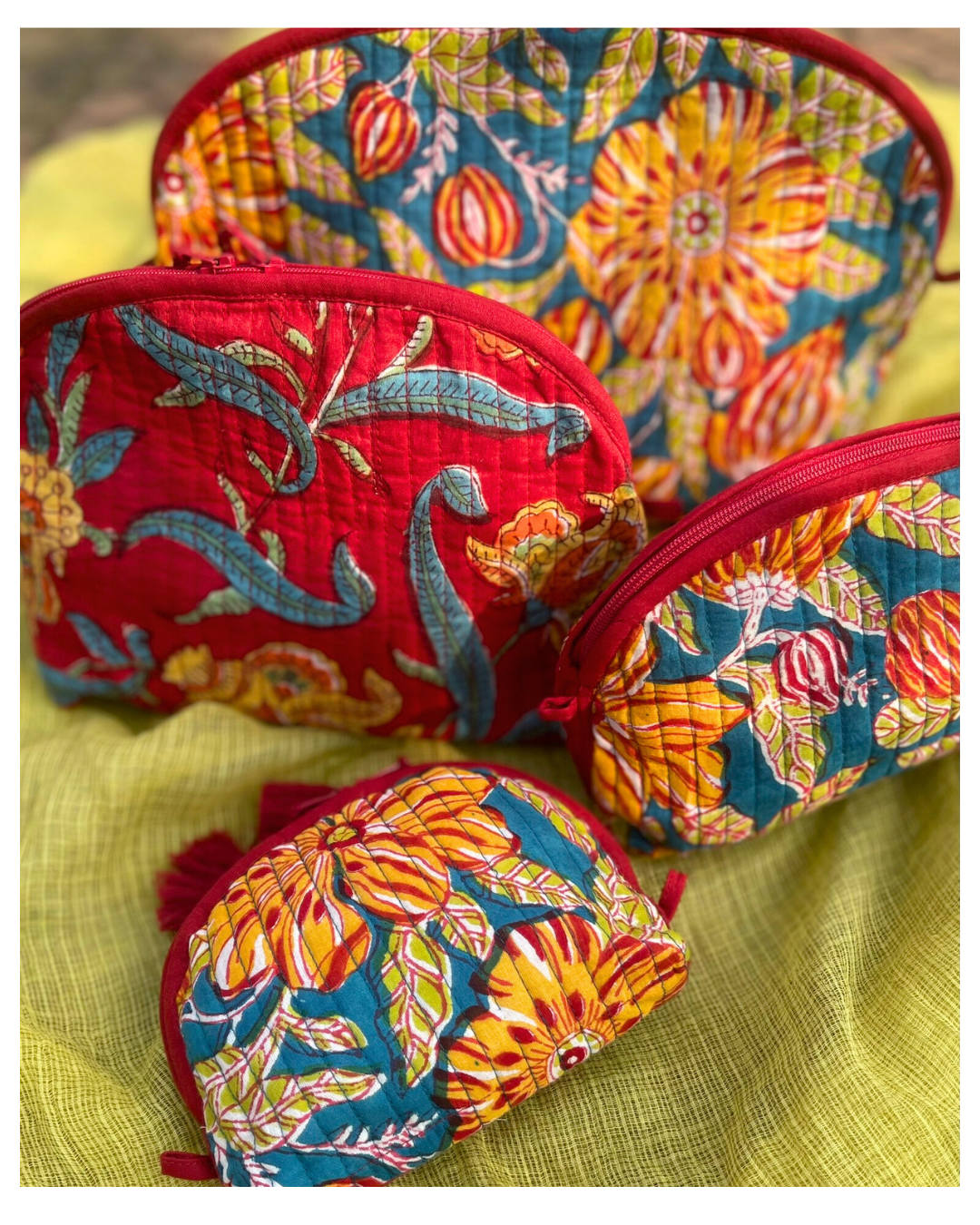 Trousse en coton | Fait main – 4 tailles disponibles ROUGE COQUELICOT