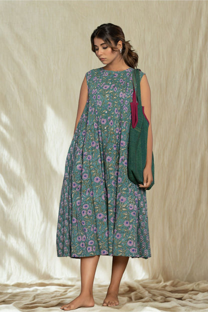 "Serenity Blue" Long Floral Dress