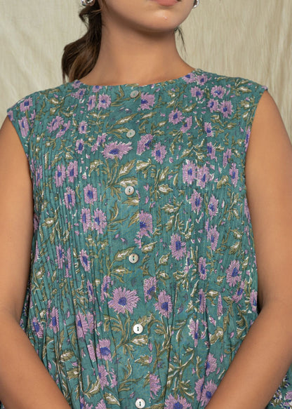 "Serenity Blue" Long Floral Dress
