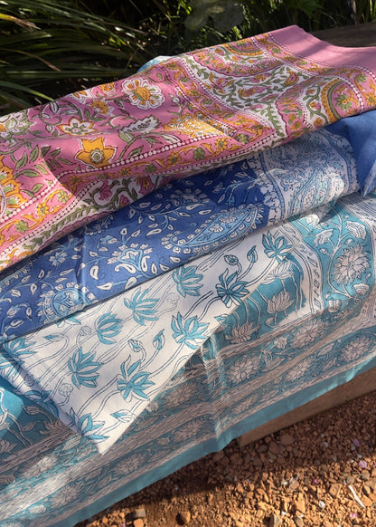 Blue paisley pattern tablecloth