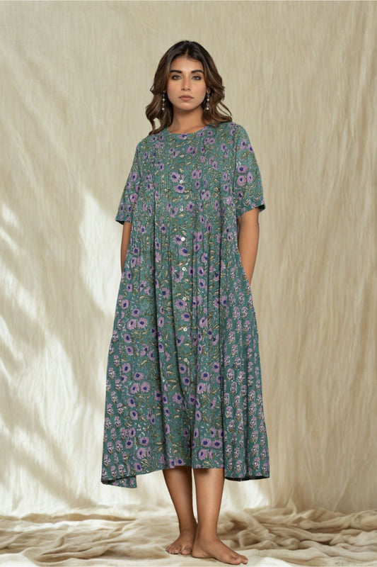 "Serenity Blue" Long Floral Dress