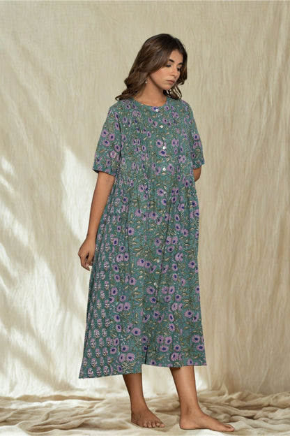 "Serenity Blue" Long Floral Dress