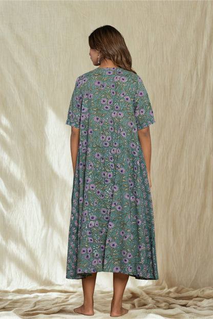 "Serenity Blue" Long Floral Dress