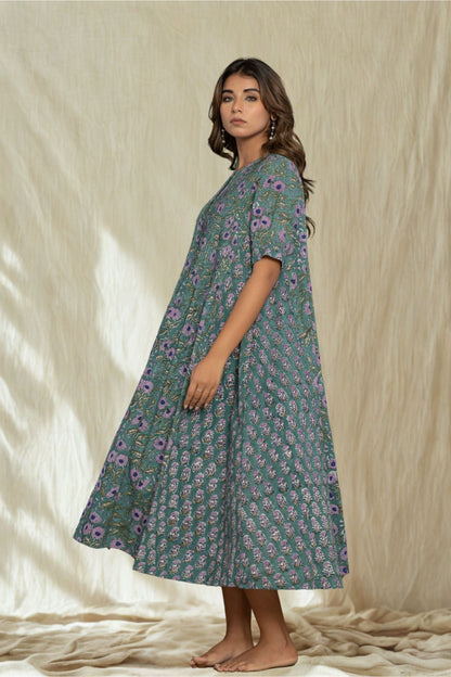 "Serenity Blue" Long Floral Dress