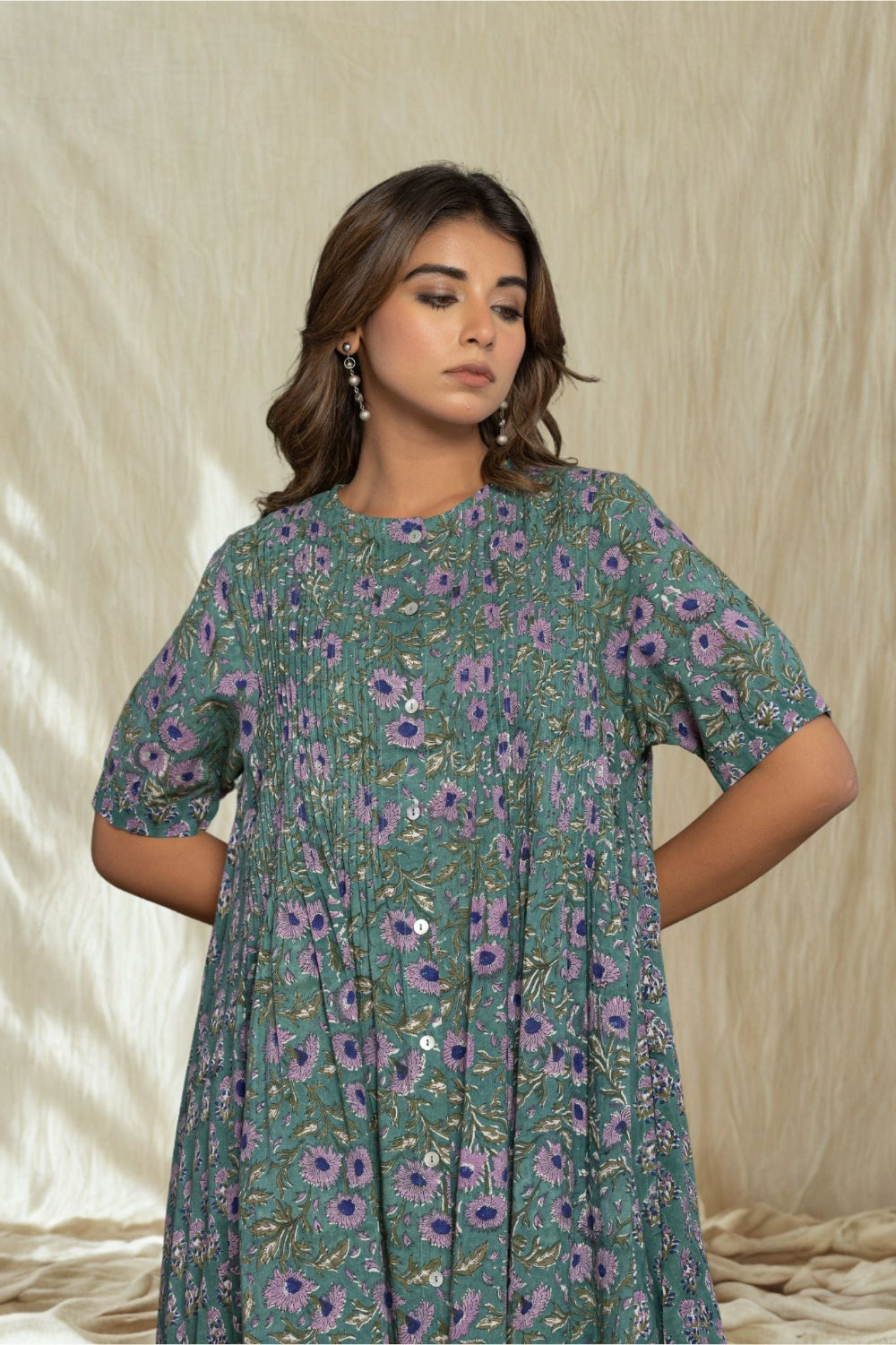 "Serenity Blue" Long Floral Dress