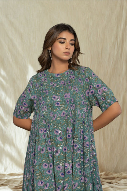"Serenity Blue" Long Floral Dress
