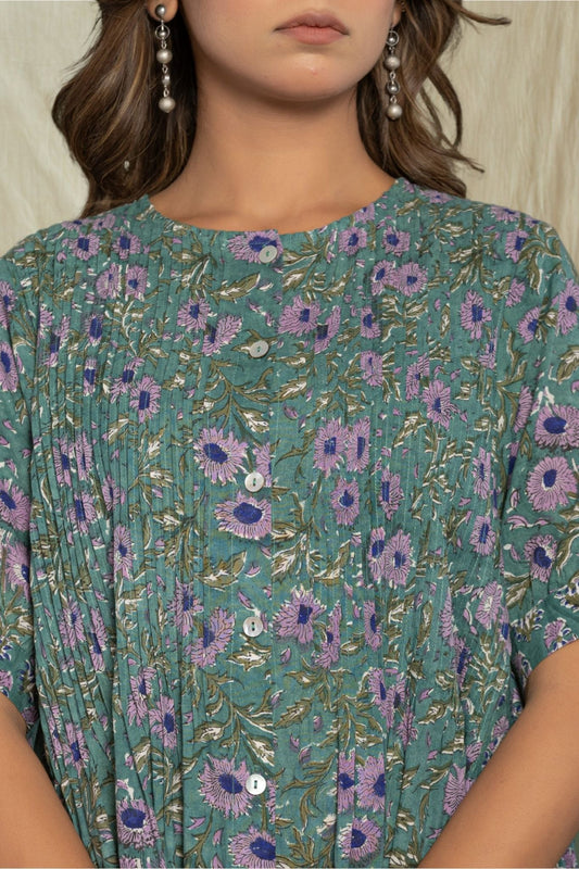 "Serenity Blue" Long Floral Dress