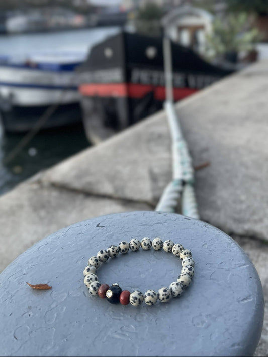 Bracelet en Jaspe Dalmatien – Équilibre, Protection et Vitalité – 8 mm