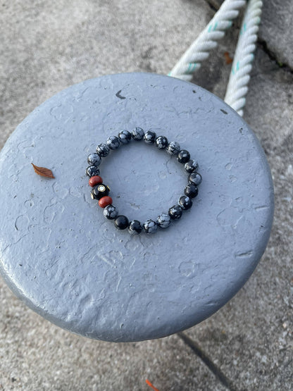 Bracelet en Obsidienne Neige – Protection, Ancrage et Clarté intérieure – 8 mm