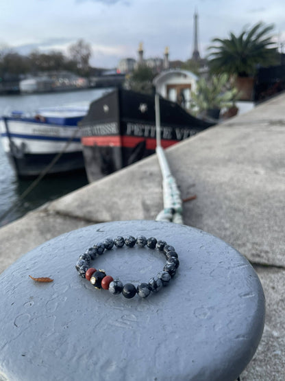 Bracelet en Obsidienne Neige – Protection, Ancrage et Clarté intérieure – 8 mm