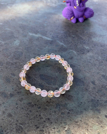 Bracelet Quartz Rose & Citrine – Amour, vitalité et  équilibre