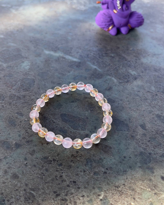 Bracelet Quartz Rose & Citrine – Amour, vitalité et  équilibre