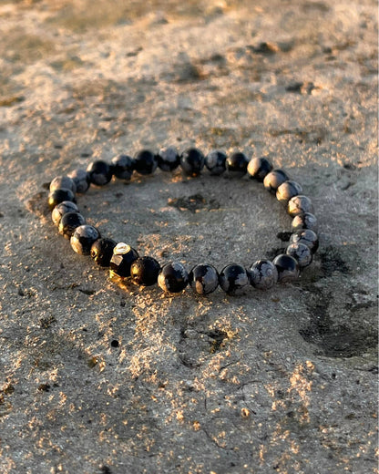 Bracelet en Obsidienne Neige – Protection, Ancrage et Clarté intérieure – 6 mm