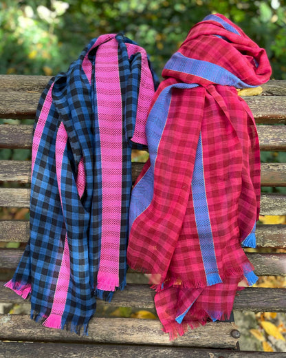 Châle Laine & Coton à Carreaux– PINK CHECK