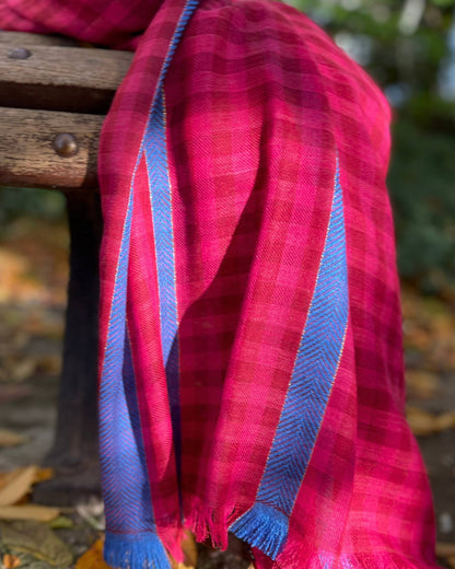 Châle Laine & Coton à Carreaux– PINK CHECK