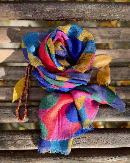 JOY Wool and Silk Shawl – Soft, Lightweight and Colorful 70 x 190 cm