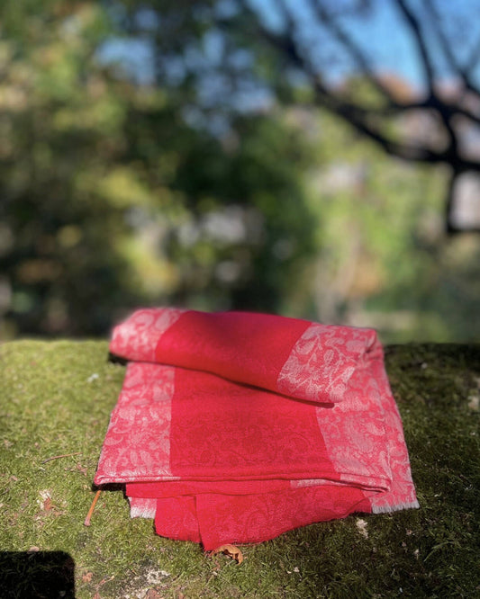 Foulard Rouge LUMIERE 70×190 - Laine et soie