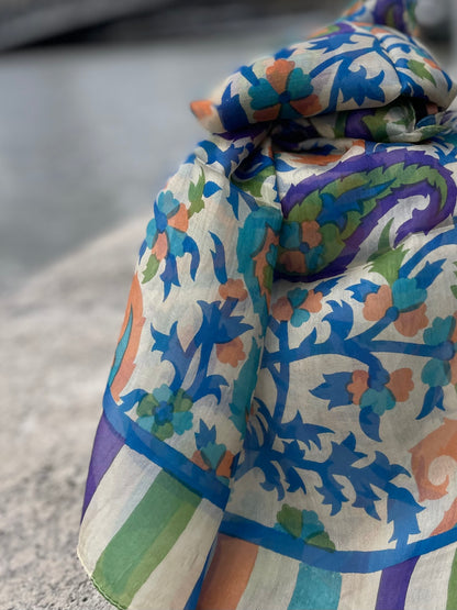 Silk Scarf – Soft and Lightweight – Black &amp; White Polka Dots