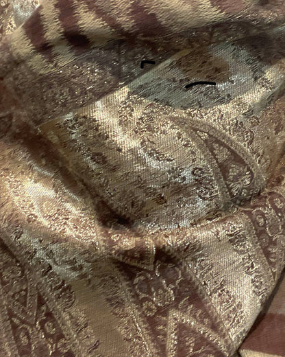 Grand Châle en Laine et Lurex TRADITIONNEL Marron – 100 x 200 cm