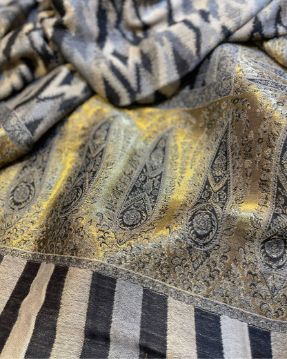 Grand Châle en Laine et Lurex TRADITIONNEL Noir – 100 x 200 cm