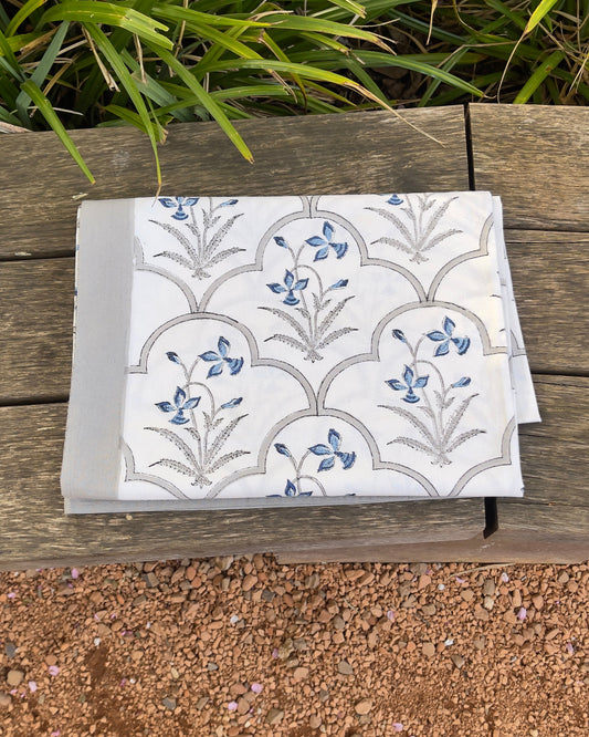 Nappe Bleu Jodhpur - en coton imprimé à la main