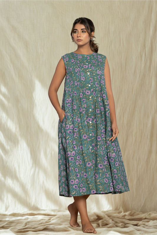 "Serenity Blue" Long Floral Dress