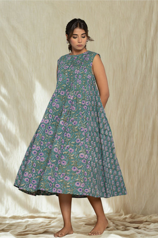 "Serenity Blue" Long Floral Dress