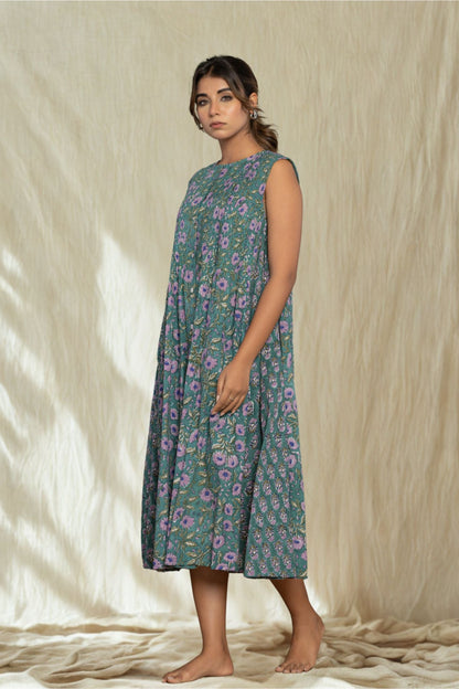 "Serenity Blue" Long Floral Dress